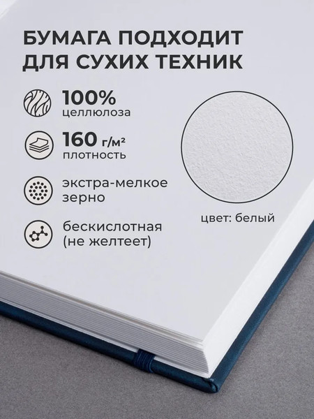 Изображение товара Скетчбук Малевичъ GrafArt White / 401269 (50л, темно-синий)