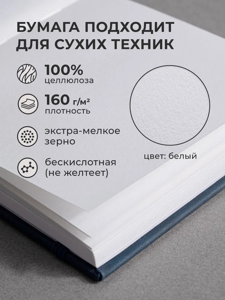 Изображение товара Скетчбук Малевичъ GrafArt White / 401275 (40л, темно-синий)
