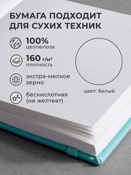 Изображение товара Скетчбук Малевичъ GrafArt White / 401278 (40л, бирюзовый)