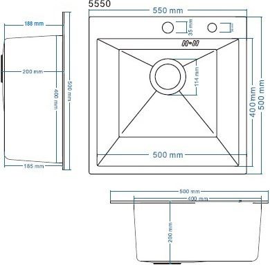 Изображение товара Мойка кухонная Schtoff Best Decor Black 5550 + KR-1 Black + SD-1 Black (с коландером и дозатором)