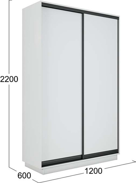 Изображение товара Шкаф-купе ТриЯ Румер-2 СШК 3.120.60-11.11(Н) 2-х дверный (белый снег/белый снег/белый снег/черный профиль)