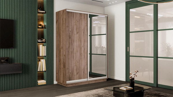 Изображение товара Шкаф-купе ТриЯ Румер-2 СШК 3.120.60-11.13 2-х дверный (дуб крафт табачный/дуб крафт табачный/зеркало)