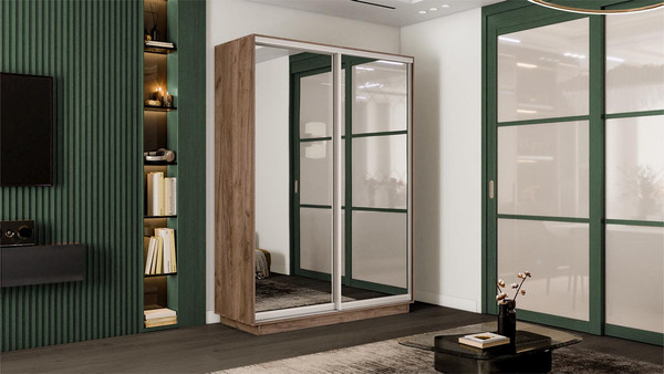 Изображение товара Шкаф-купе ТриЯ Румер-2 СШК 3.120.60-13.13 2-х дверный (дуб крафт табачный/зеркало/зеркало)