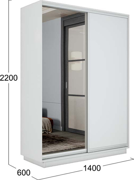 Изображение товара Шкаф-купе ТриЯ Румер-2 СШК 3.140.70-11.13 2-х дверный (белый снег/белый снег/зеркало)