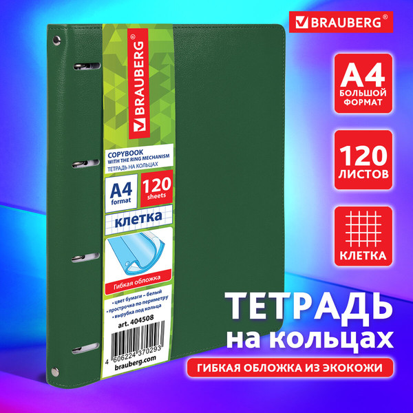 Изображение товара Тетрадь Brauberg 404508 (120л, зеленый)