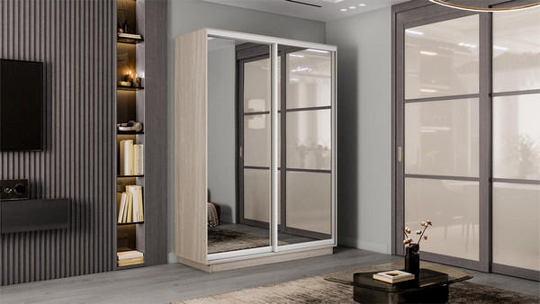 Изображение товара Шкаф-купе ТриЯ Румер-2 СШК 3.140.70-13.13 2-х дверный (ясень шимо светлый/зеркало/зеркало)