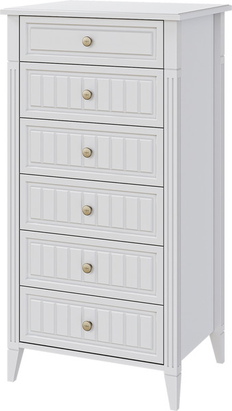 Изображение товара Комод Bravo Мебель Мэгги 6 ящиков (ЛДСП/МДФ, белый снег/лак белый)