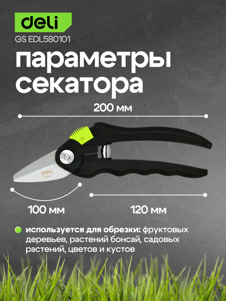 Изображение товара Секатор механический Deli EDL580101 (черный/желтый)