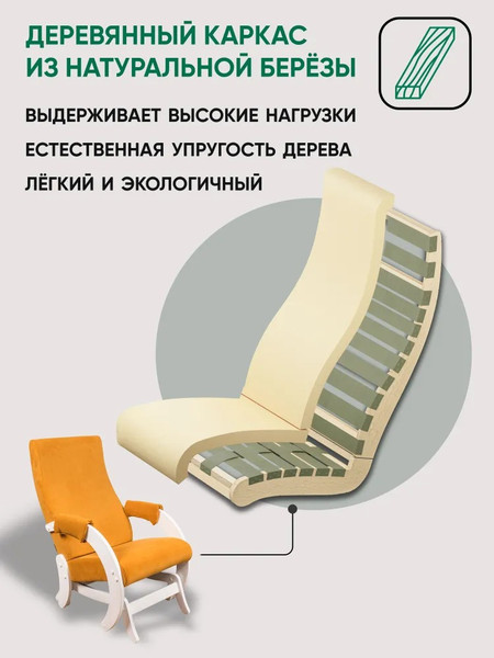 Изображение товара Кресло-маятник Glider Модель 68М (желтый/молочный дуб)