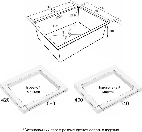 Изображение товара Мойка кухонная Paulmark PM215844-LG