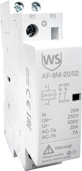 Изображение товара Контактор Wilderness AF-8M-20/02 20A 2НЗ 24В DC 50Гц / 2002-024DС1-8M