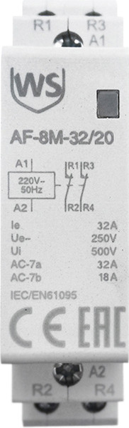 Изображение товара Контактор Wilderness AF-8M-32/20 32A 2НО 220В AC 50Гц / 3220-220AС1-8M
