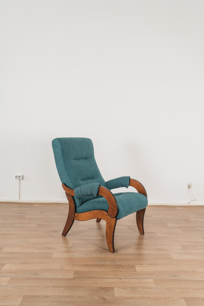 Изображение товара Кресло мягкое Glider Аоста (сине-зеленый/орех антик)