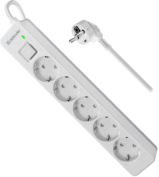 Изображение товара Сетевой фильтр Defender DFS 133 / 99431 (3м, белый, 5 розеток)