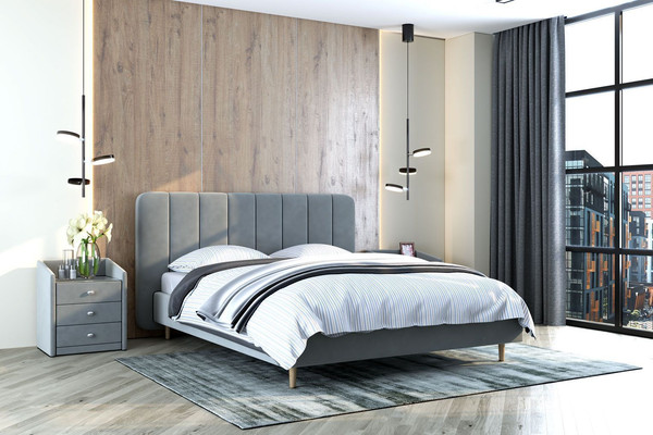 Изображение товара Двуспальная кровать Bravo Мебель Рино 160x200 без ПМ Стандарт 1 Вариант (светло-серый)