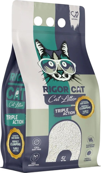 Изображение товара Наполнитель для туалета Rigor Cat Натуральный бех запаха (5л)