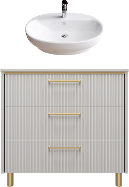 Изображение товара Тумба с умывальником Brevita Elche 80 / ELC-0080-0302Я+0116 (серый кашемир)