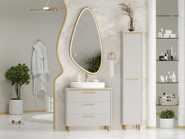 Изображение товара Тумба с умывальником Brevita Elche 80 / ELC-0080-0302Я+0116 (серый кашемир)