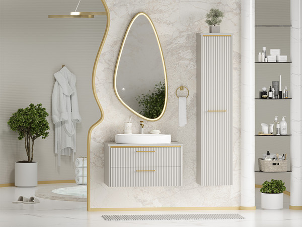 Изображение товара Тумба с умывальником Brevita Elche 80 / ELC-01080-0502Я+0116 (серый кашемир)