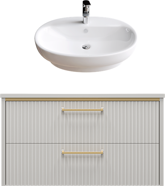 Изображение товара Тумба с умывальником Brevita Elche 80 / ELC-01080-0502Я+0116 (серый кашемир)