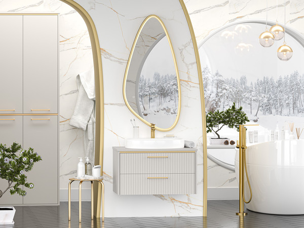 Изображение товара Тумба с умывальником Brevita Elche 80 / ELC-01080-0502Я+0116 (серый кашемир)