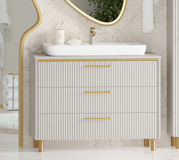 Изображение товара Тумба с умывальником Brevita Elche 100 / ELC-0100-0302Я+0117 (серый кашемир)