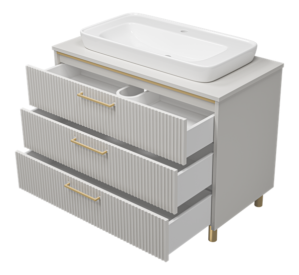 Изображение товара Тумба с умывальником Brevita Elche 100 / ELC-0100-0302Я+0117 (серый кашемир)