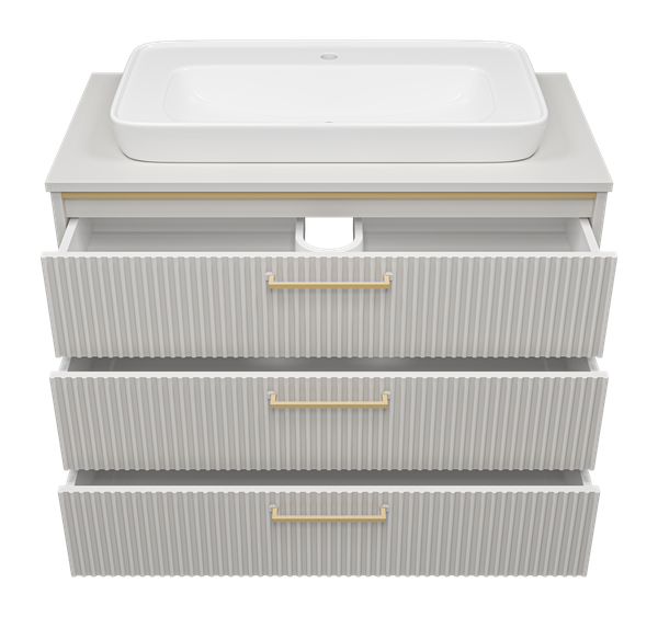 Изображение товара Тумба с умывальником Brevita Elche 100 / ELC-0100-0302Я+0117 (серый кашемир)