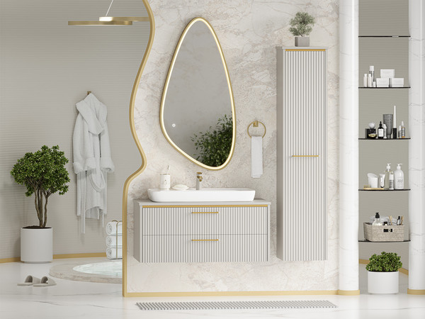 Изображение товара Тумба с умывальником Brevita Elche 100 / ELC-01100-0502Я+0117 (серый кашемир)