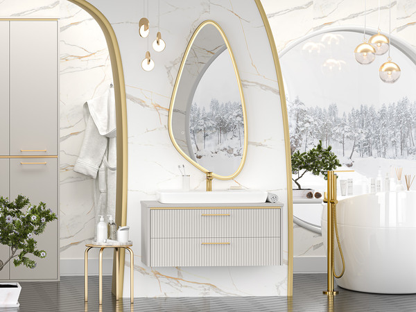 Изображение товара Тумба с умывальником Brevita Elche 100 / ELC-01100-0502Я+0117 (серый кашемир)