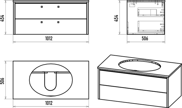 Изображение товара Тумба с умывальником Brevita Elche 100 / ELC-01100-0502Я+0117 (серый кашемир)