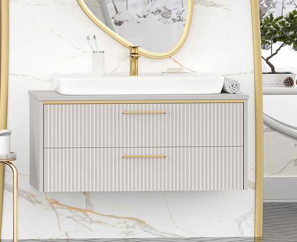 Изображение товара Тумба с умывальником Brevita Elche 100 / ELC-01100-0502Я+0117 (серый кашемир)