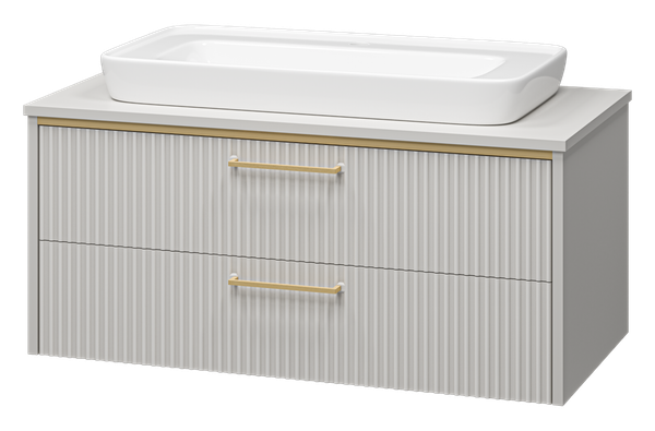 Изображение товара Тумба с умывальником Brevita Elche 100 / ELC-01100-0502Я+0117 (серый кашемир)