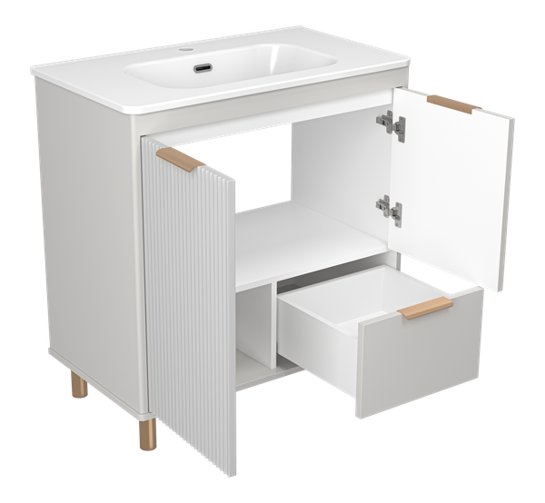 Изображение товара Тумба с умывальником Brevita Risacca Crema 80 / RIS-06080-0342Я+B-OND080-01 (серый кашемир)