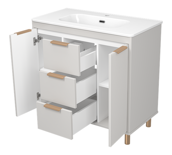 Изображение товара Тумба с умывальником Brevita Risacca Crema 90 / RIS-06090-0342Я+B-OND090-01 (серый кашемир)