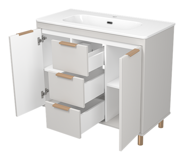 Изображение товара Тумба с умывальником Brevita Risacca Crema 100 / RIS-06100-0342Я+B-OND100-01 (серый кашемир)