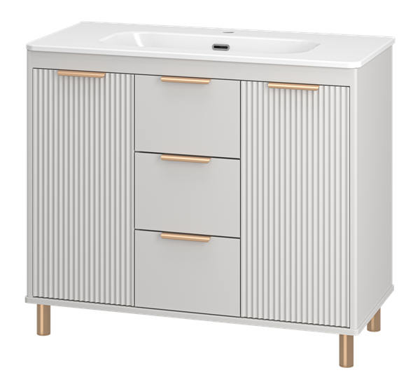 Изображение товара Тумба с умывальником Brevita Risacca Crema 100 / RIS-06100-0342Я+B-OND100-01 (серый кашемир)