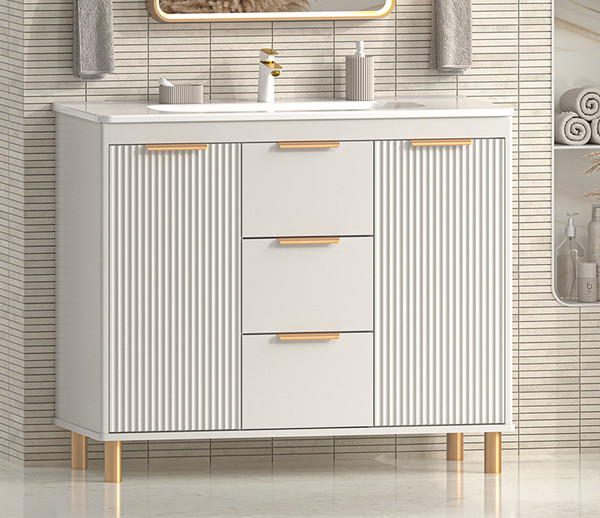 Изображение товара Тумба с умывальником Brevita Risacca Crema 100 / RIS-06100-0342Я+B-OND100-01 (серый кашемир)