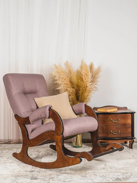 Изображение товара Кресло-качалка Glider Аоста (темно-розовый/орех антик)