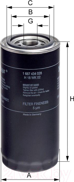 Изображение товара Топливный фильтр Hengst H18WK02