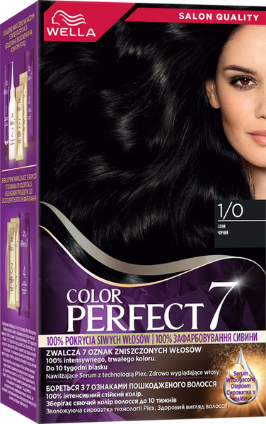Изображение товара Крем-краска для волос Wella Color Perfect Стойкая 1/0 черный