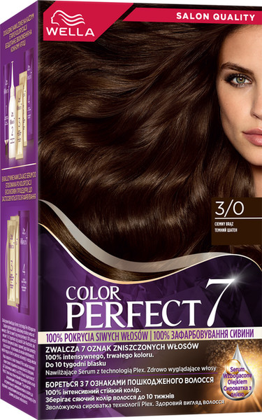 Изображение товара Крем-краска для волос Wella Color Perfect Стойкая 3/0 темный шатен