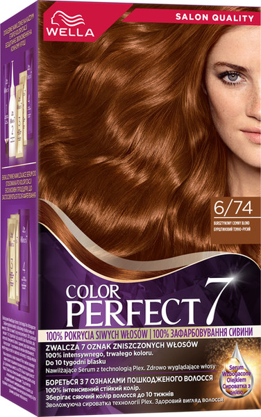 Изображение товара Крем-краска для волос Wella Color Perfect Стойкая 6/74 янтарный темно-русый