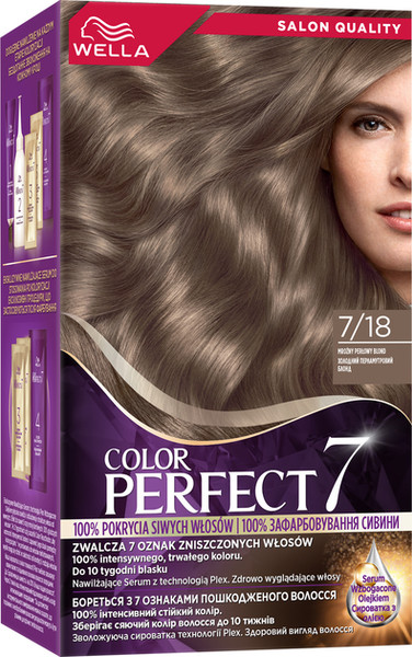 Изображение товара Крем-краска для волос Wella Color Perfect Стойкая 7/18 холодный перламутровый блонд