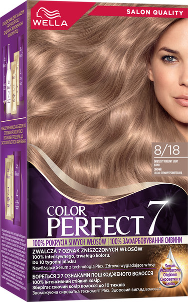 Изображение товара Крем-краска для волос Wella Color Perfect Стойкая 8/18 сияющий светло-перламутровый блонд