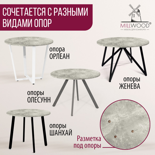 Изображение товара Столешница для стола Millwood D110x3.6 (бетон)