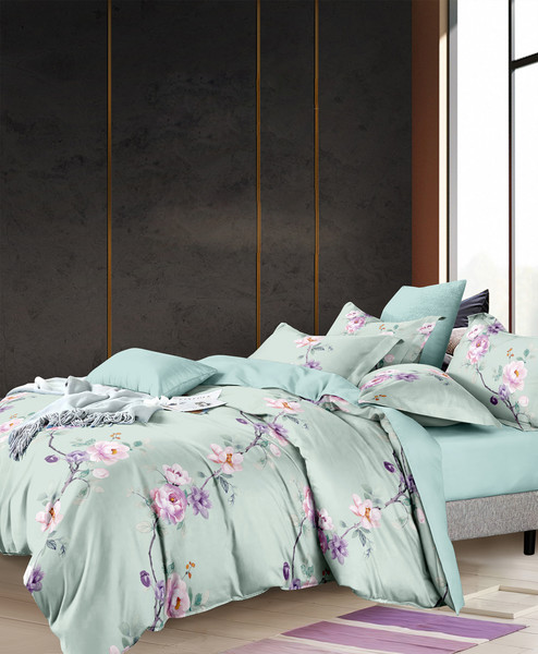 Изображение товара Комплект постельного белья Реноме 1.5сп Оливковая коллекция. Простыня на резинке УУ 6644 (поплин)