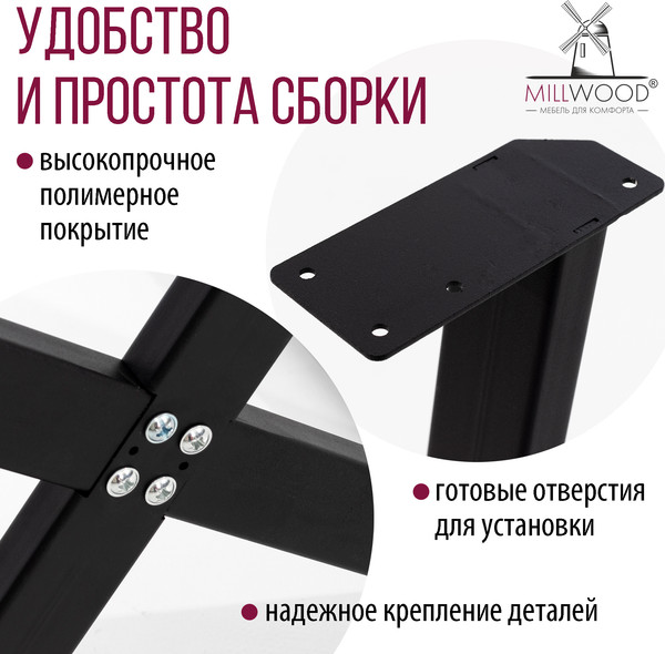 Изображение товара Обеденный стол Millwood Лофт Орлеан Л D90x75 (бетон/металл черный)