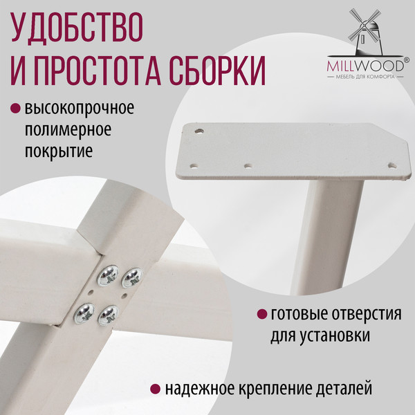 Изображение товара Обеденный стол Millwood Лофт Орлеан Л D90x75 (бетон/металл белый)