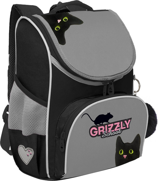 Изображение товара Школьный рюкзак Grizzly RAm-584-1 (черный/серый)